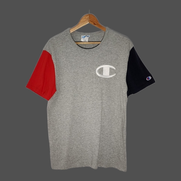 Champion Color Block Grey Crew Neck T-Shirt - Picture 3 of 5